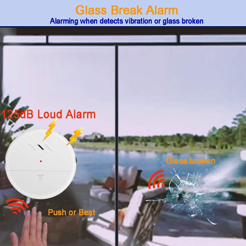 EverNary Window Vibration Alarm,6Pack 125dB Loud Ultra-Slim Anti-Theft Alarm for Door and Window Glass Break Sensor Alert with Adjustable Sensitivity (6, White) - Image 3